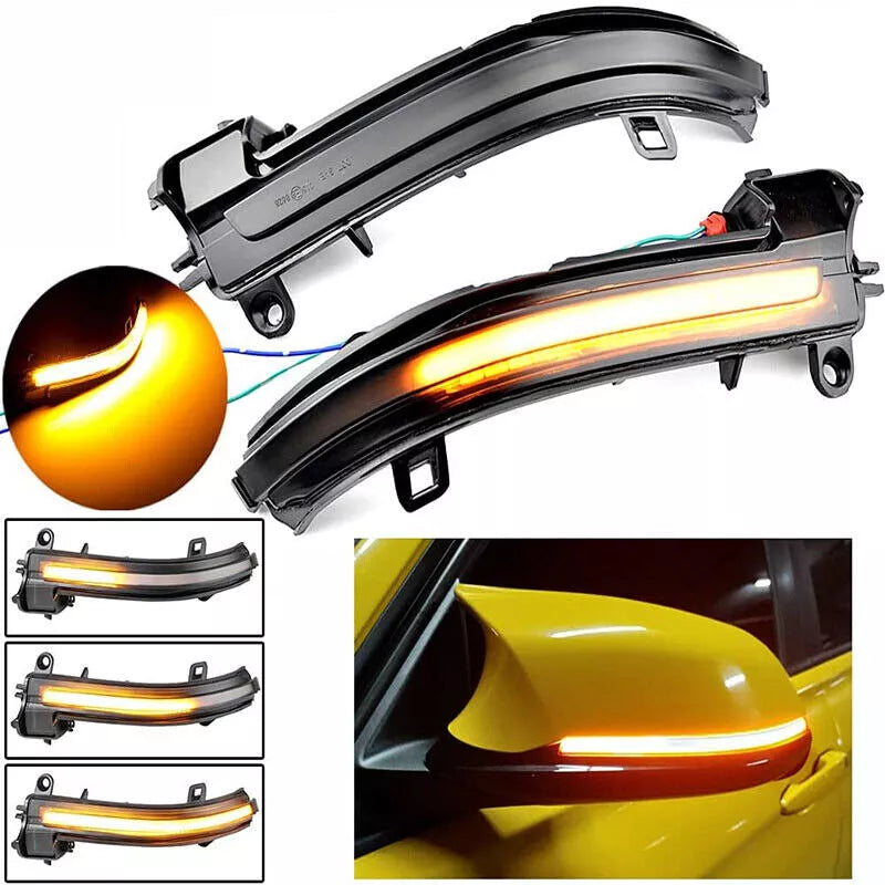 Pair of Dynamic LED Side Door Wing Mirror Indicator Light for BMW 1, 2, 3, 4 Series, i3, F30 – Stylish Turn Signal Lights
