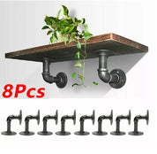2-8PCS Pipe Shelf Brackets – Heavy Duty Industrial Iron Floating Shelves for Home and Office