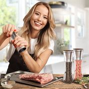 2-Pack Salt and Pepper Mill Set – Premium Stainless Steel Adjustable Shakers for Coarse & Fine Grinding