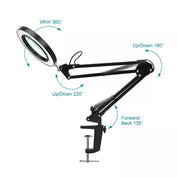 LED Magnifier Desk Lamp – 10X Magnification with Adjustable Clamp & Sturdy Base
