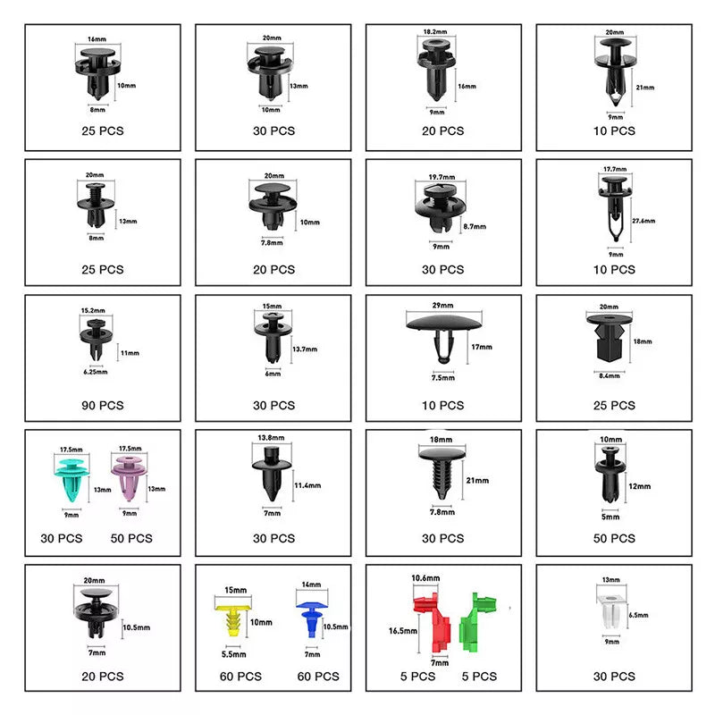 726PCS Car Trim Clips and Fasteners Kit – Auto Plastic Push Rivets, Pins, and Bumper Clips for Vehicle Maintenance