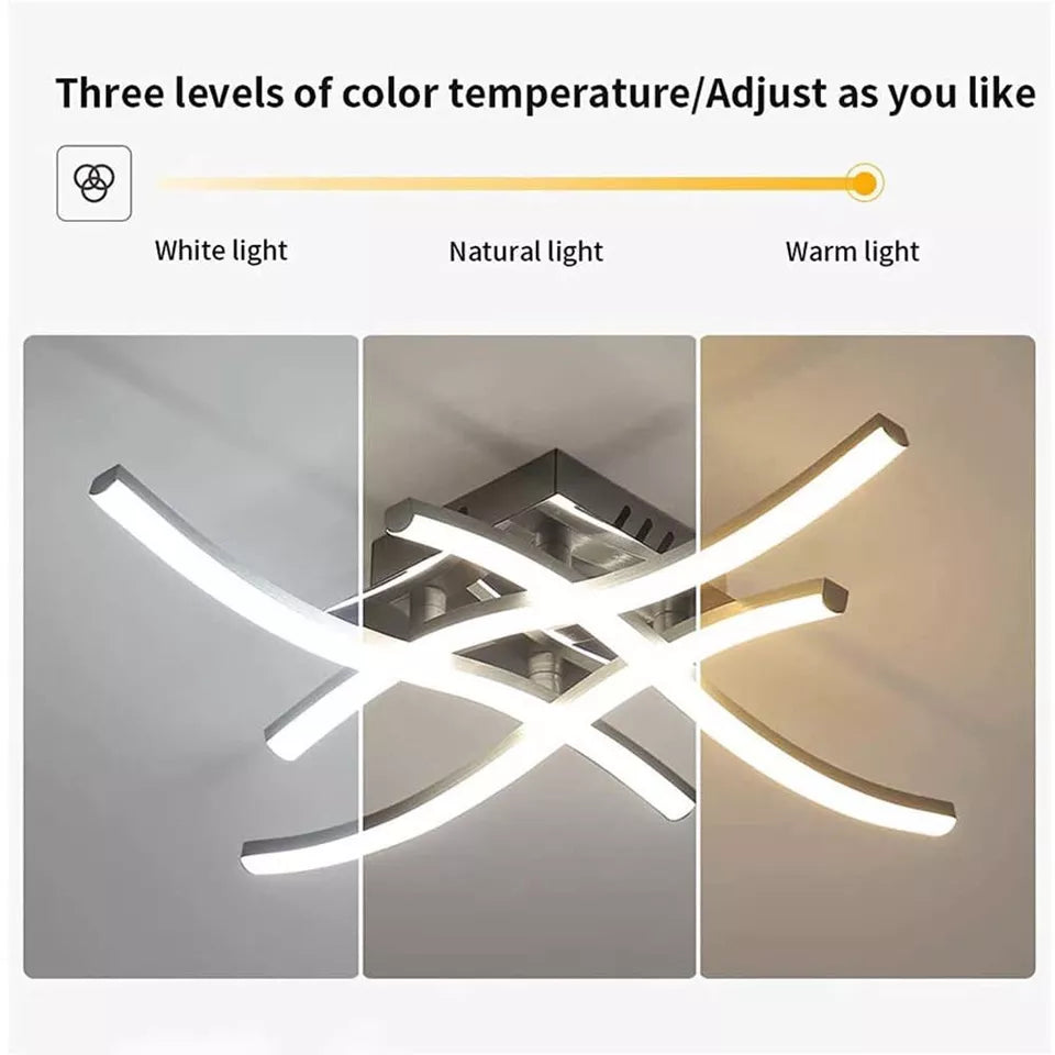 Dimmable LED Ceiling Light 4 Wave Modern Pendant Lamp Living Room Bedroom