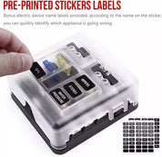 6-Way Blade Fuse Box with Bus Bar – 12V/32V Auto & Marine Fuse Holder Kit