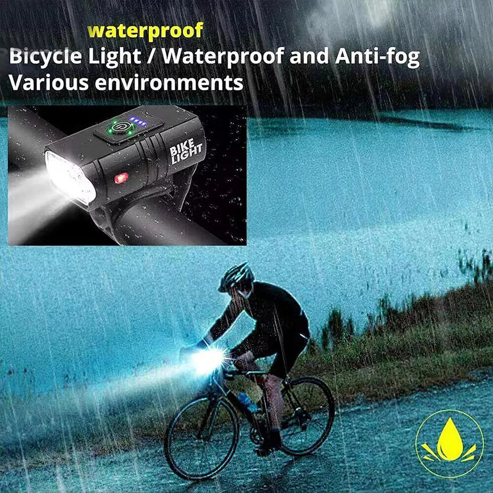Mountain Bike LED Lights Set – USB Rechargeable Front & Rear Bicycle Torch Lamps for Night Riding