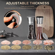 2-Pack Salt and Pepper Mill Set – Premium Stainless Steel Adjustable Shakers for Coarse & Fine Grinding