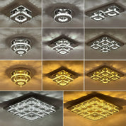 Modern Square Chrome Crystal LED Ceiling Light Lamp Fitting Pendant Chandelier