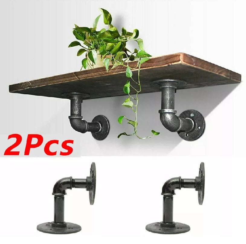 2-8PCS Pipe Shelf Brackets – Heavy Duty Industrial Iron Floating Shelves for Home and Office