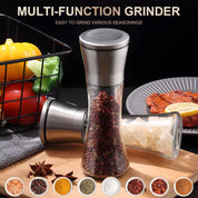 2-Pack Salt and Pepper Mill Set – Premium Stainless Steel Adjustable Shakers for Coarse & Fine Grinding