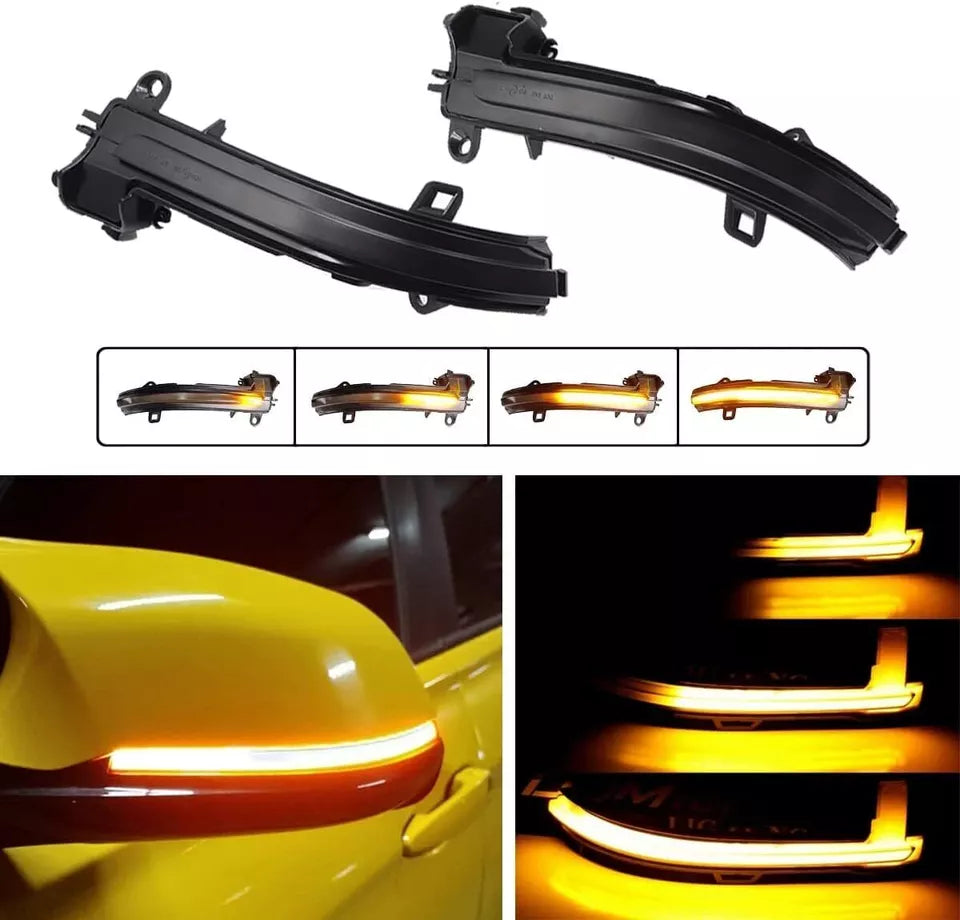 Pair of Dynamic LED Side Door Wing Mirror Indicator Light for BMW 1, 2, 3, 4 Series, i3, F30 – Stylish Turn Signal Lights