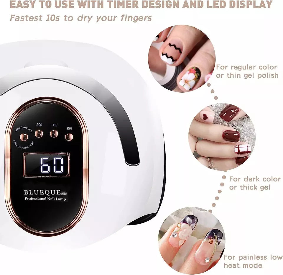High-Power 450W UV LED Nail Lamp for Acrylic Gel Polishes – Professional Nail Dryer