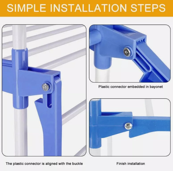 4 Tier Clothes Airer Dryer Rack Foldable Dry Rail Hanger Laundry Indoo ...