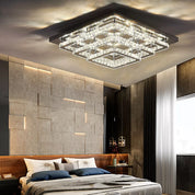 Modern Square Chrome Crystal LED Ceiling Light Lamp Fitting Pendant Chandelier
