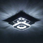 Modern Square Chrome Crystal LED Ceiling Light Lamp Fitting Pendant Chandelier