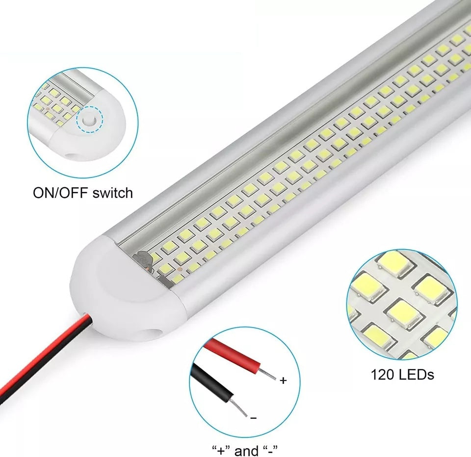 120LED Car Van Interior Tube Strip Light – 12V/24V with ON/OFF Switch for Caravan & Boat Lighting