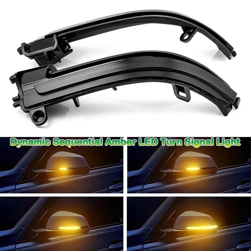 Pair of Dynamic LED Side Door Wing Mirror Indicator Light for BMW 1, 2, 3, 4 Series, i3, F30 – Stylish Turn Signal Lights