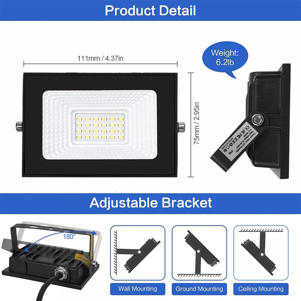 30W LED Floodlight Security Light – Outdoor Garden & Wall Lighting, IP66 Waterproof Flood Lights
