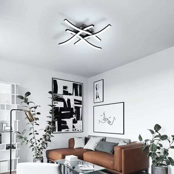 Dimmable Modern 4-Wave Ceiling Light, Stylish LED Fixture for Kitchen, Living Room & Bedroom