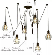 Vintage Industrial 6 Way Chandelier Ceiling Pendant Light Cage Spider Retro Lamp