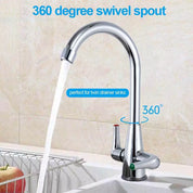 Modern Kitchen Mixer Tap Dual Lever Swivel Spout Mono Chrome Sink Taps Faucet