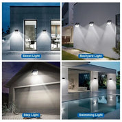 412 LED Black Solar Motion Sensor Wall Light Outdoor Security Lamp
