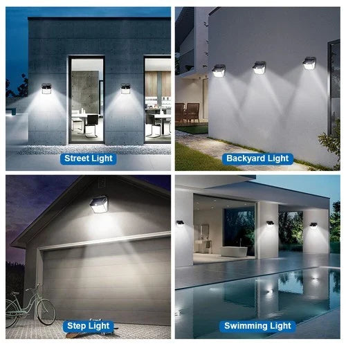 412 LED Black Solar Motion Sensor Wall Light Outdoor Security Lamp