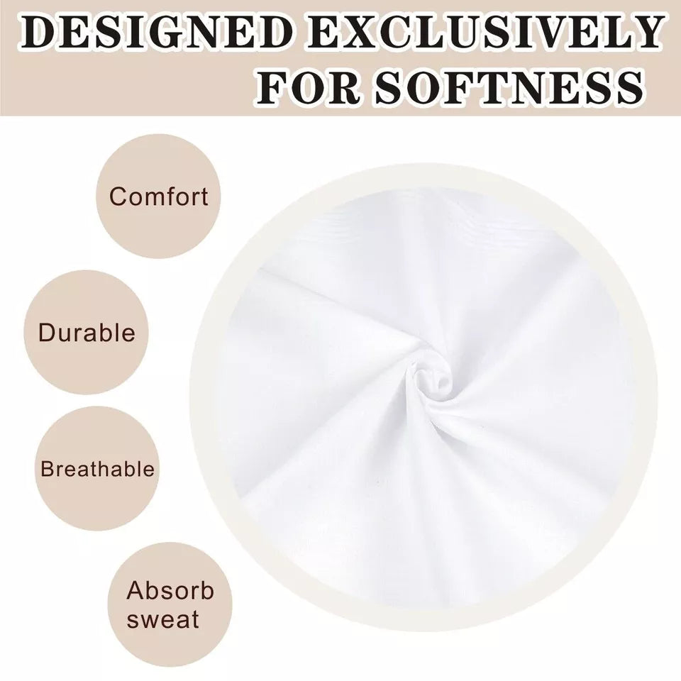 12PCS Mens Large White Square Handkerchief Soft Cotton Hankies Hankerchiefs