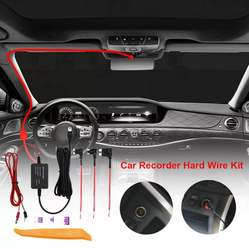 Universal Car Dash Cam Hardwire Kit Mini USB Hard Wire Cable Fuse 12-24V to 5V3A