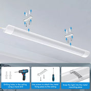 6FT LED Strip Lights Batten Tube Light Office Garage Ceiling Lamp 6500K