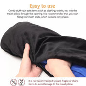Stuffable Travel Velvet Neck Pillow Storage Bag Adjustable U-Shapes Pillow