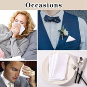 12PCS Mens Large White Square Handkerchief Soft Cotton Hankies Hankerchiefs