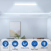 6FT LED Strip Lights Batten Tube Light Office Garage Ceiling Lamp 6500K
