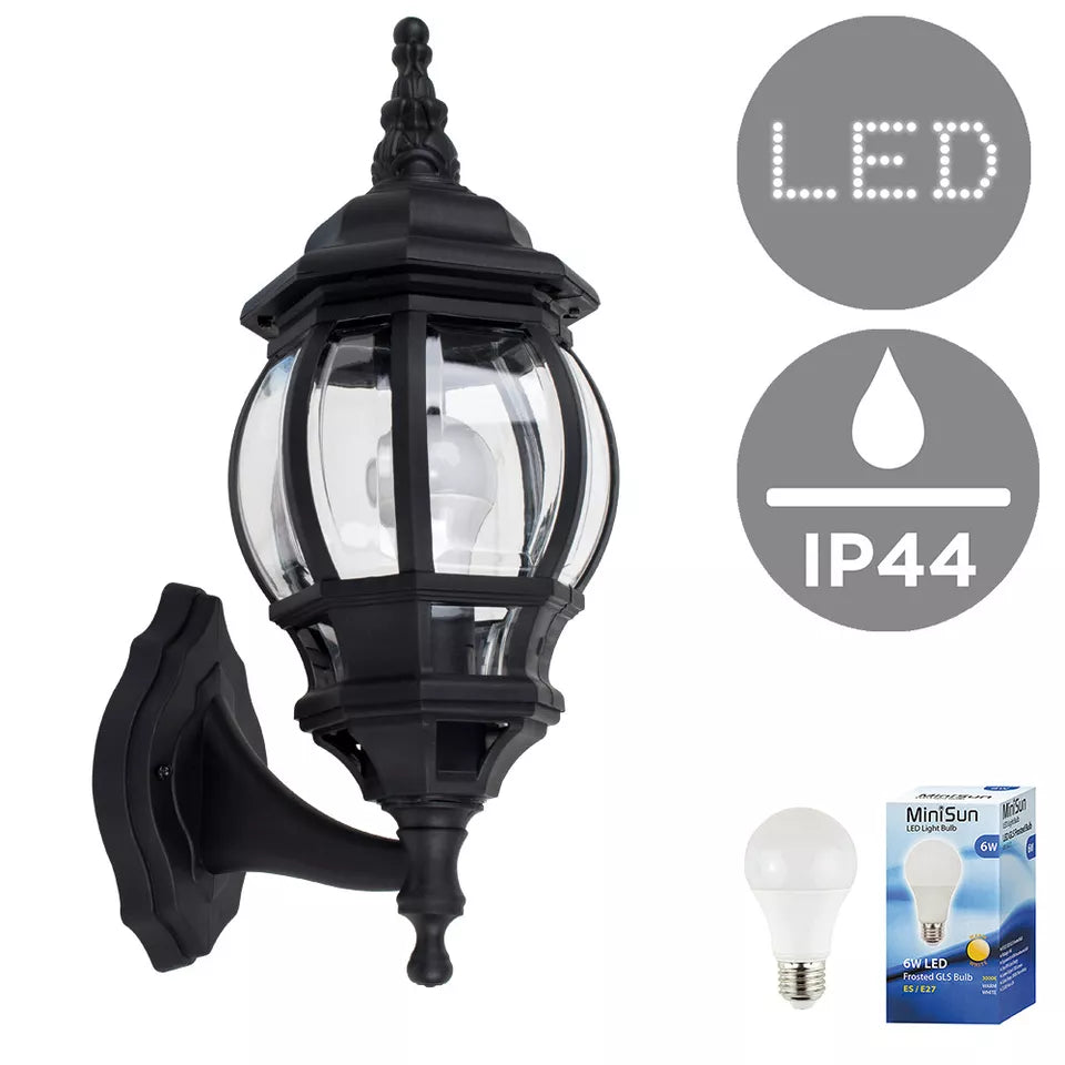 Traditional Black Outdoor Wall Light