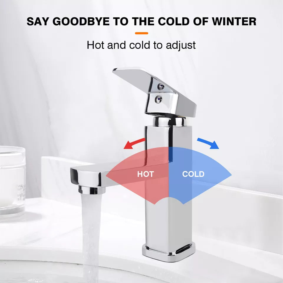 New Modern Waterfall Bathroom Tap Basin Sink Mono Mixer Chrome Cloakroom . Waste