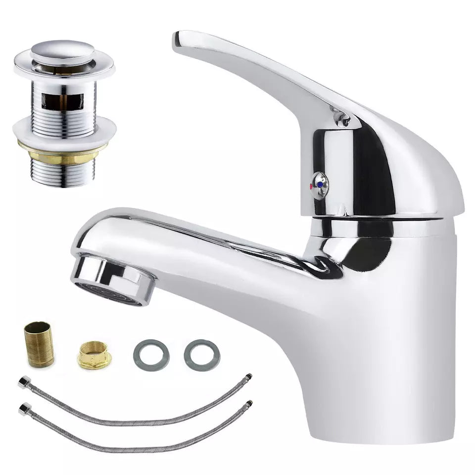 Stylish Basin Mixer Tap – Chrome Bathroom Sink Mono Faucet with Fixings &  Waste