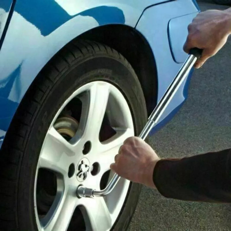 Extendable Wheel Wrench – Heavy Duty Telescopic Tire Nut Tool for 17, 19, 21, 23mm Sockets