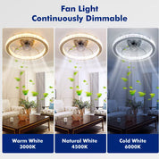 LED Crystal Ceiling Fan Light Dimmable Fan Ceiling Lamp Quiet W/ Remote Control