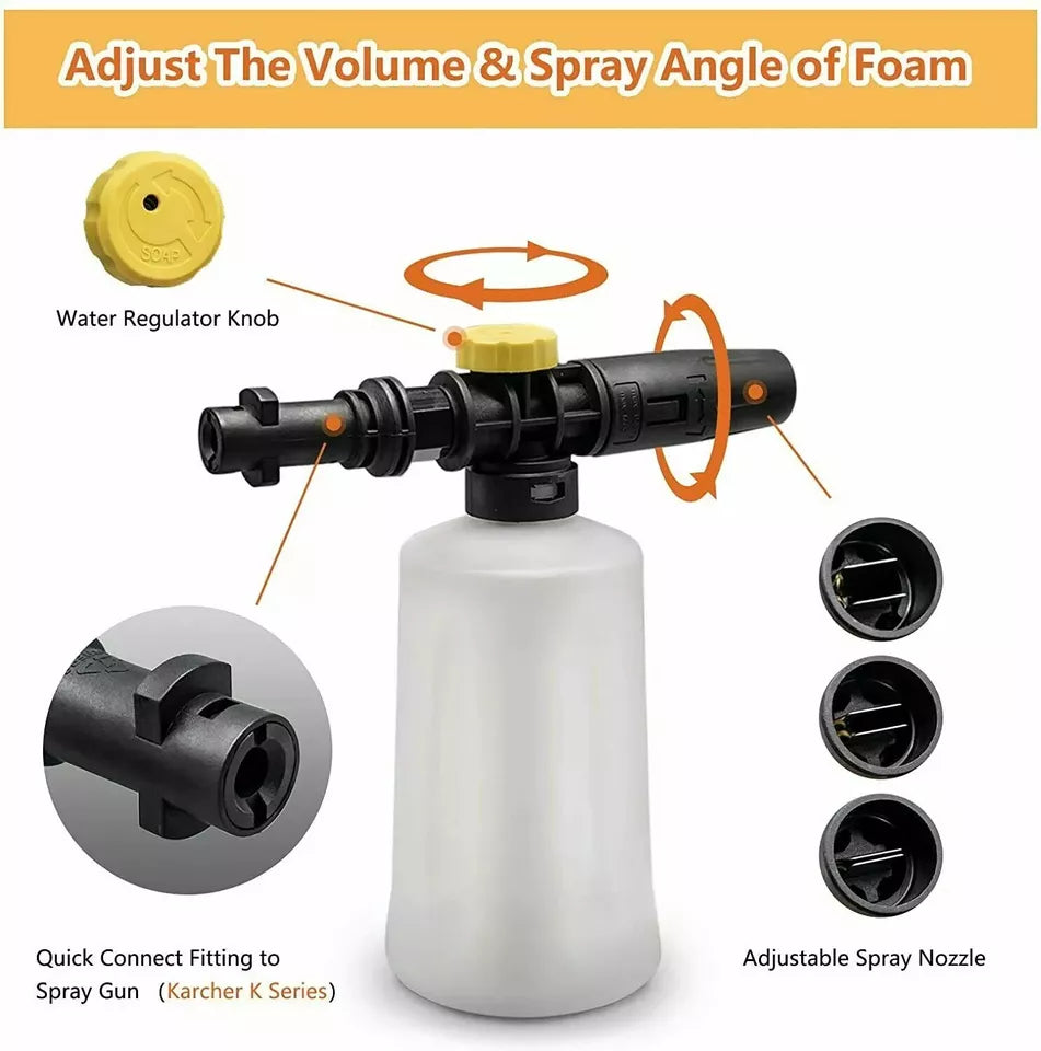 Snow Foam Lance Cannon for Karcher K2-K7 – High-Pressure Car Wash Foam Gun with Bottle
