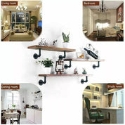 2-8PCS Pipe Shelf Brackets – Heavy Duty Industrial Iron Floating Shelves for Home and Office