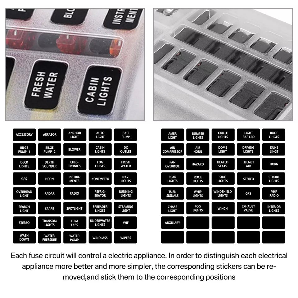 12-Way Blade Fuse Box Distribution Bar – Waterproof 12V/32V Bus Marine Car Kit Holder
