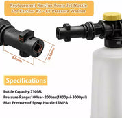 Snow Foam Lance Cannon for Karcher K2-K7 – High-Pressure Car Wash Foam Gun with Bottle