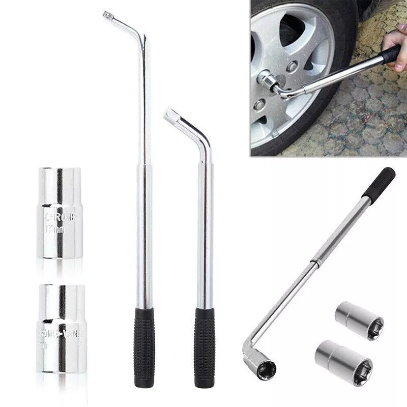 Extendable Wheel Wrench – Heavy Duty Telescopic Tire Nut Tool for 17, 19, 21, 23mm Sockets