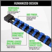 6-Pack Socket Rail Organizer Tray Set – Wall-Mountable ABS Storage Holder for 1/2", 3/8", 1/4" Sockets