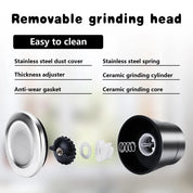 2-Pack Salt and Pepper Mill Set – Premium Stainless Steel Adjustable Shakers for Coarse & Fine Grinding