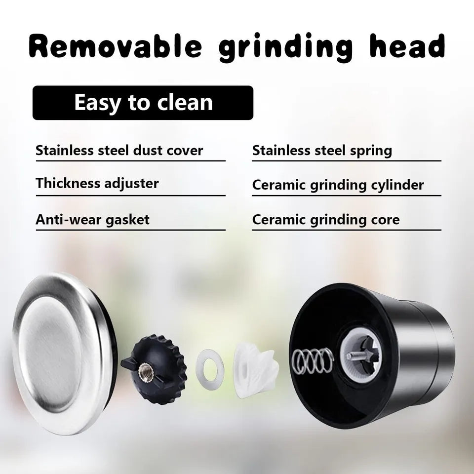 2-Pack Salt and Pepper Mill Set – Premium Stainless Steel Adjustable Shakers for Coarse & Fine Grinding