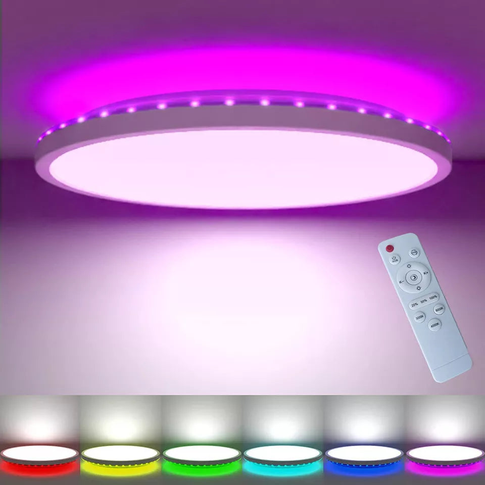 RGB Ceiling Light with Adjustable Backlighting – 3200LM, Dimmable 3000K-6500K, Easy Remote Control