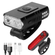 Mountain Bike LED Lights Set – USB Rechargeable Front & Rear Bicycle Torch Lamps for Night Riding