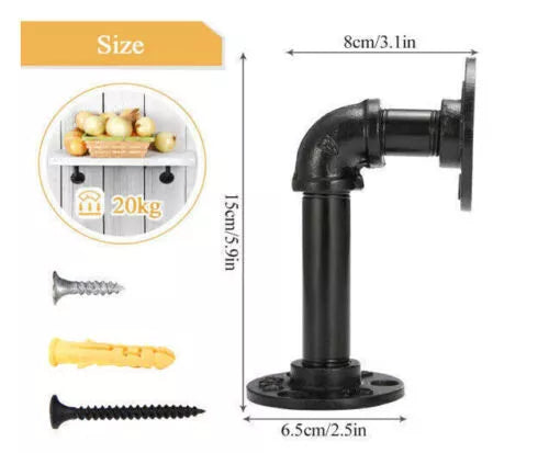 2-8PCS Pipe Shelf Brackets – Heavy Duty Industrial Iron Floating Shelves for Home and Office