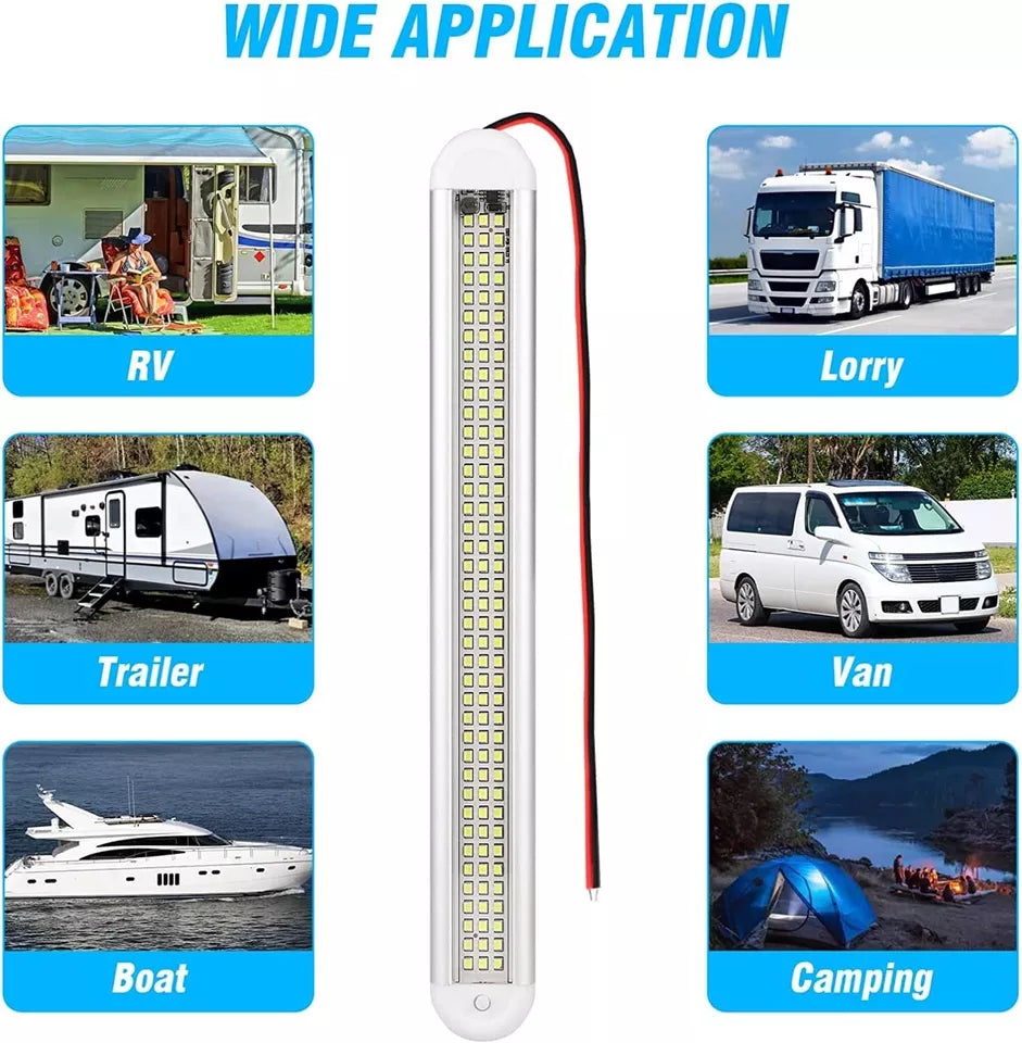 120LED Car Van Interior Tube Strip Light – 12V/24V with ON/OFF Switch for Caravan & Boat Lighting