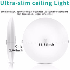Ultra-slim ceiling light with dimensions on a white background