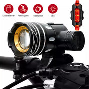 Mountain Bike Lights USB Rechargeable Bicycle LED Torch Front Rear Lamp Set NEW
